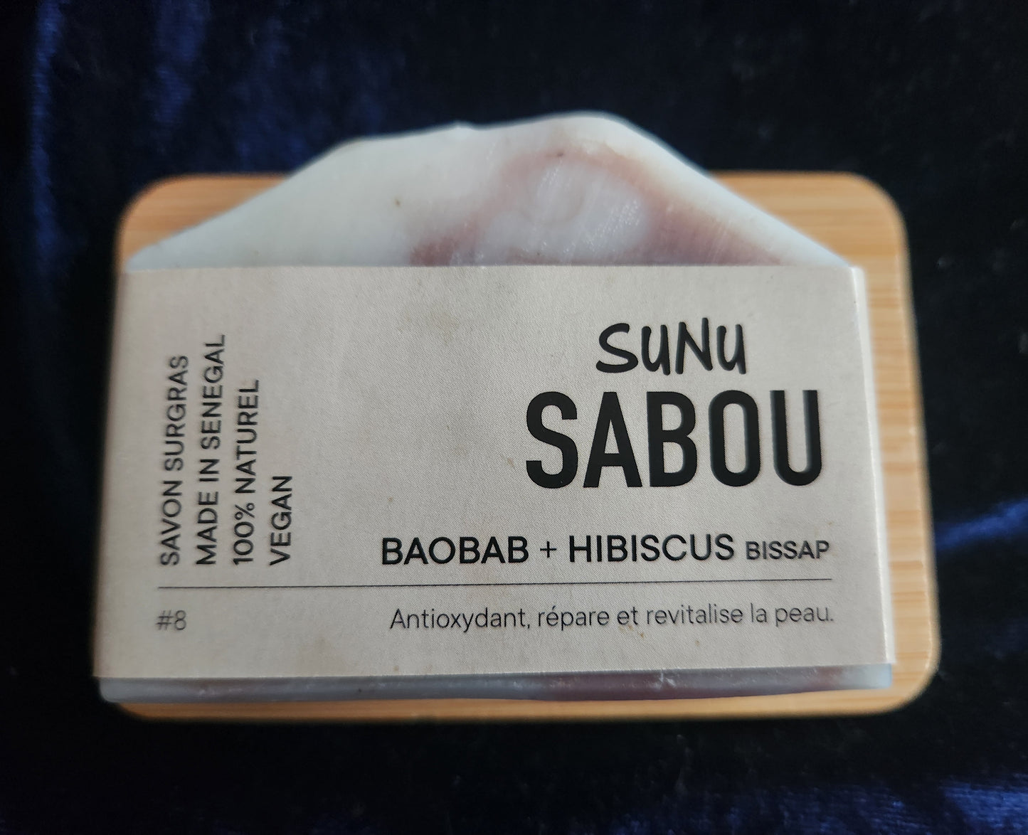 Savon vegan Hibiscus, Baobab, karité, antioxydant, réparateur